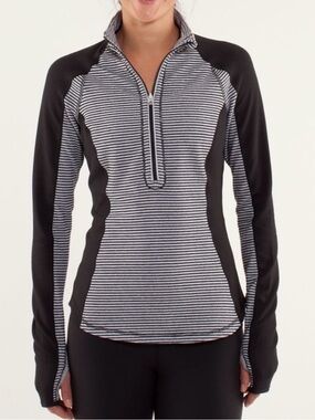 Lululemon Run: U-Turn Pullover in the Mini Check Pique Black White